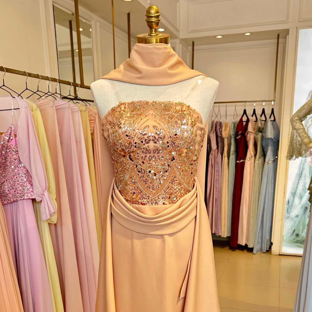 Embellished Corset Plisse Tulle Dress.