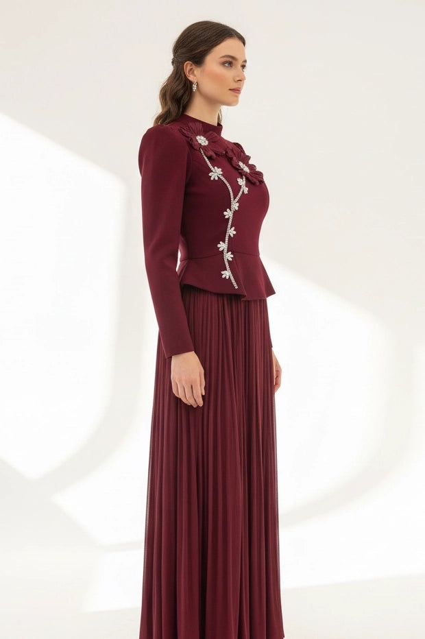 High Neck Crystal Flower Velvet Rose.