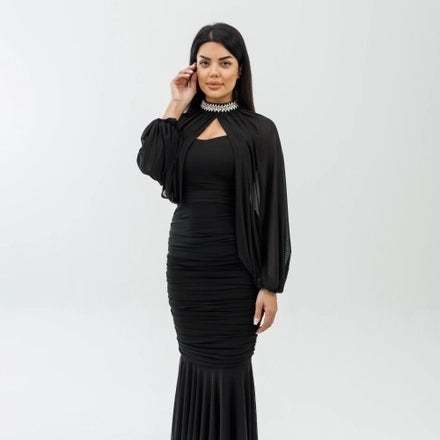 Bejeweled Cape Dress
