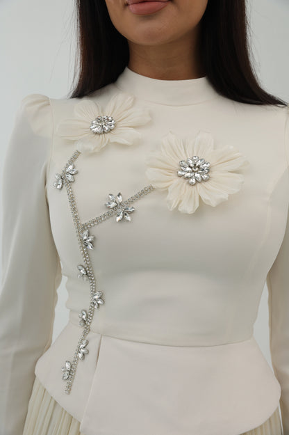 High Neck Crystal Flower Velvet Rose.