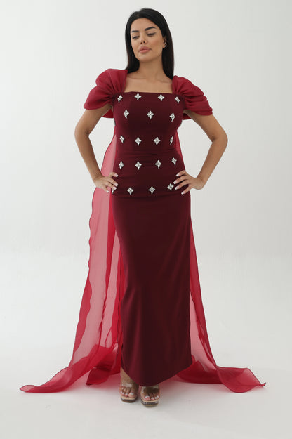 Embellished Taffeta Dress
