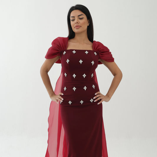 Embellished Taffeta Dress