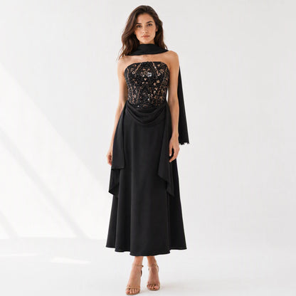 Embellished Corset Plisse Tulle Dress.