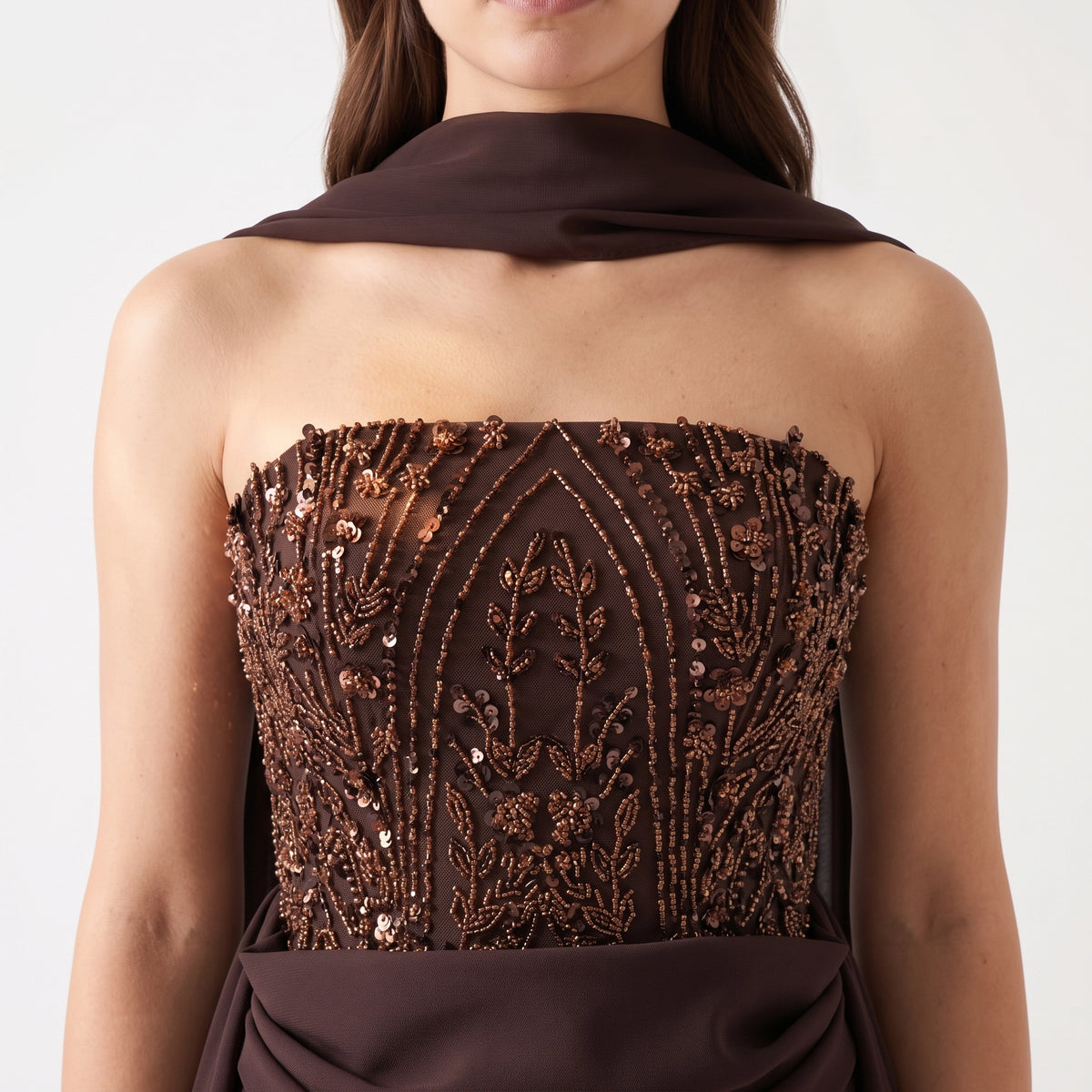 Embellished Corset Plisse Tulle Dress.