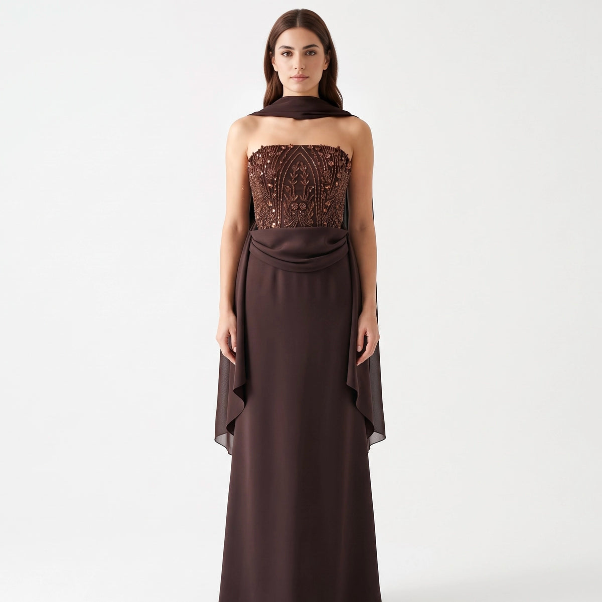 Embellished Corset Plisse Tulle Dress.