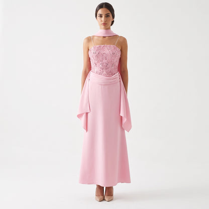 Embellished Corset Plisse Tulle Dress.