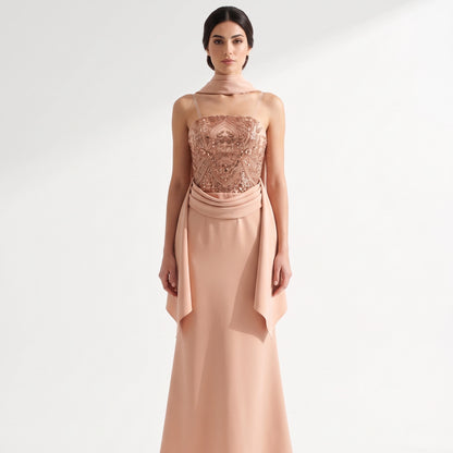 Embellished Corset Plisse Tulle Dress.