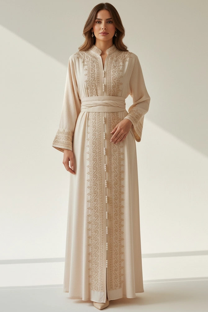 Graceful Linen Kaftan-Abaya