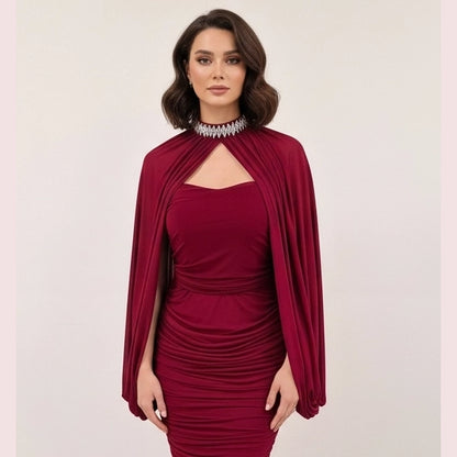Bejeweled Cape Dress