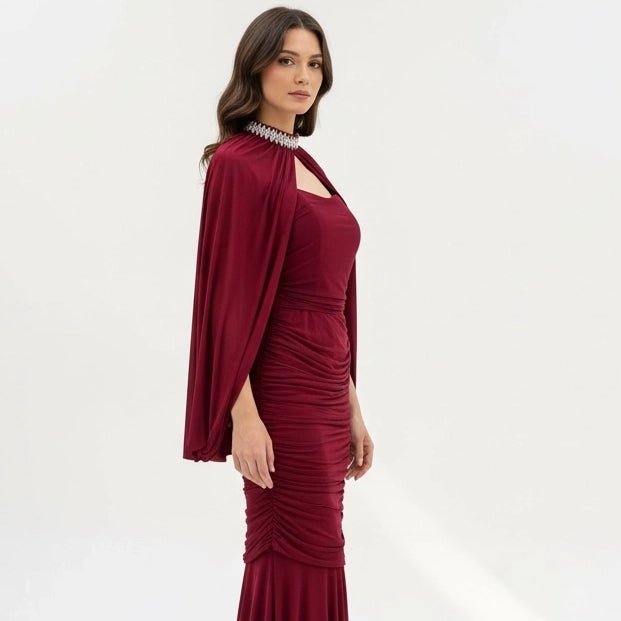 Bejeweled Cape Dress
