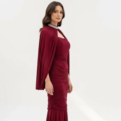 Bejeweled Cape Dress