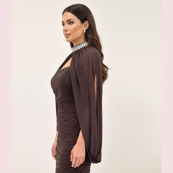 Bejeweled Cape Dress