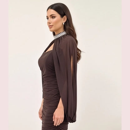 Bejeweled Cape Dress