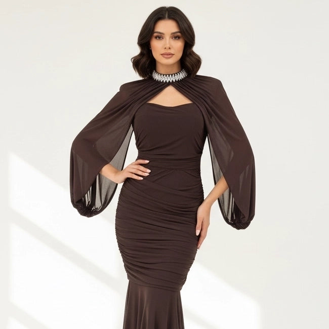 Bejeweled Cape Dress