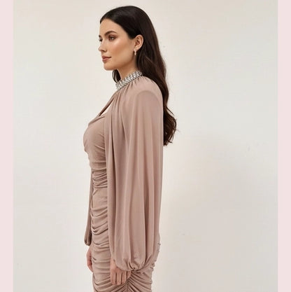 Bejeweled Cape Dress