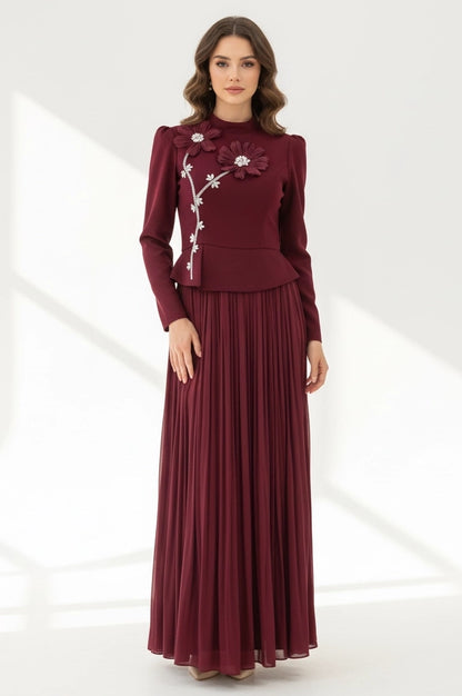 High Neck Crystal Flower Velvet Rose.