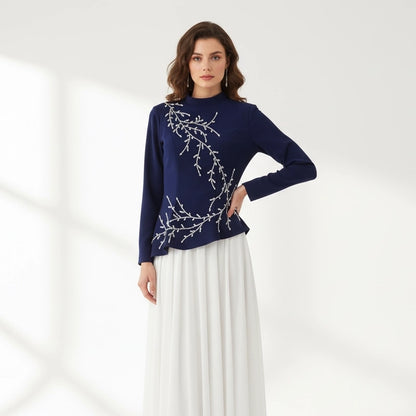 Plisse Skirt Crystal Waistline Crepe Dress