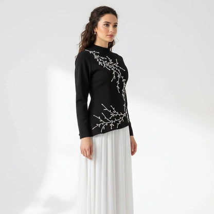 Plisse Skirt Crystal Waistline Crepe Dress