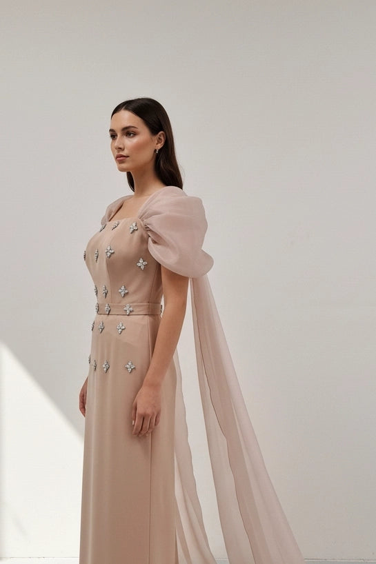 Embellished Taffeta Dress