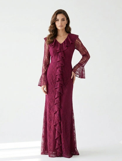Corset Cutout Flare Sleeves Dantel Dress