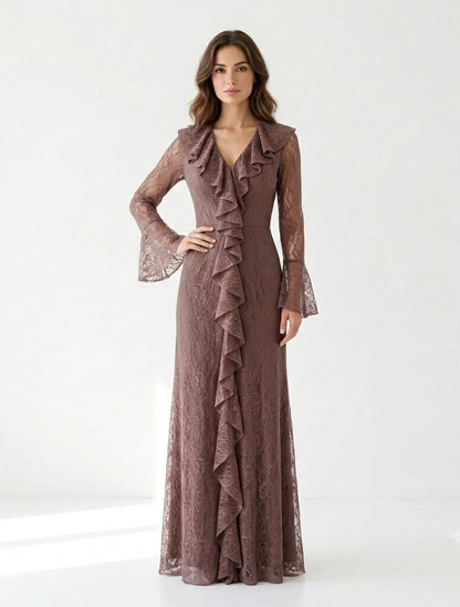 Corset Cutout Flare Sleeves Dantel Dress