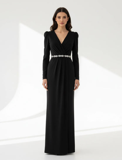 Jeweled Crystal-Bodice Crepe Gown.