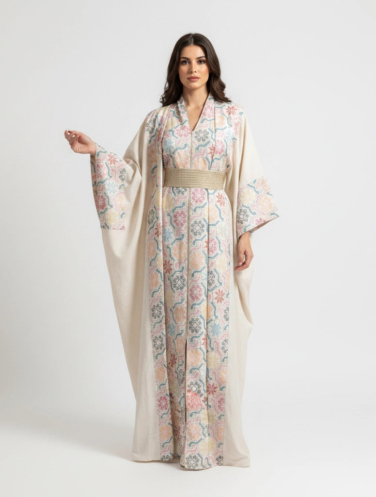 Mosaic Embroidered Pastel Bisht