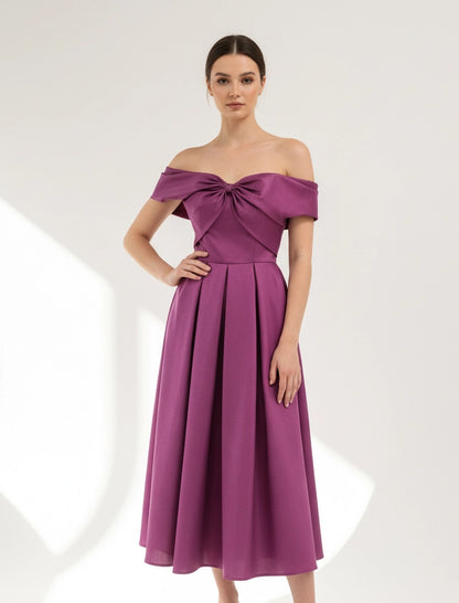 Off Shoulder Embellished A-Line Dress