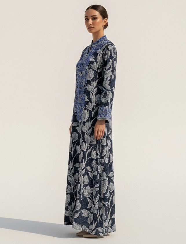Ornate Leaf Velvet Abaya