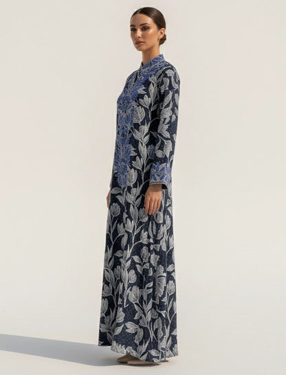 Ornate Leaf Velvet Abaya