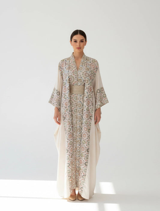 Mosaic Embroidered Pastel Bisht