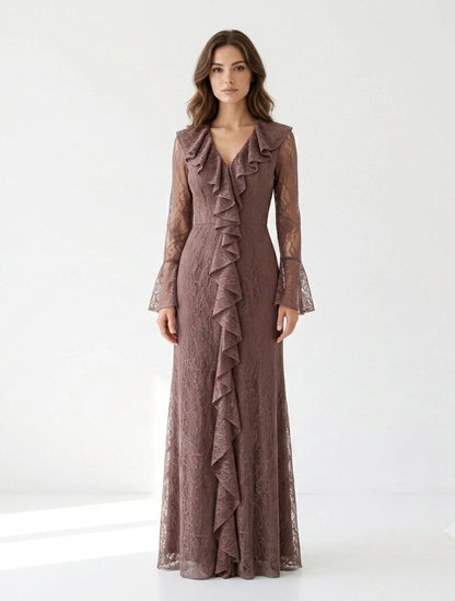 Corset Cutout Flare Sleeves Dantel Dress