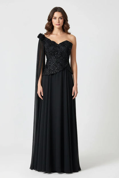 Sequin Dantel Shawl Plisse Chiffon Dress.