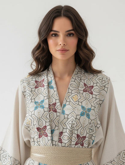 Mosaic Embroidered Pastel Bisht