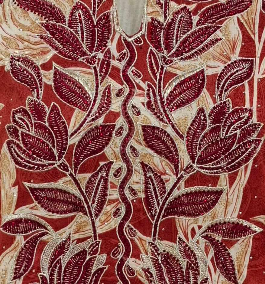 Ornate Leaf Velvet Abaya