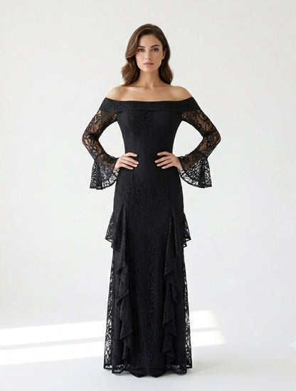 Draped Off Shoulder Corset Dantel Dress