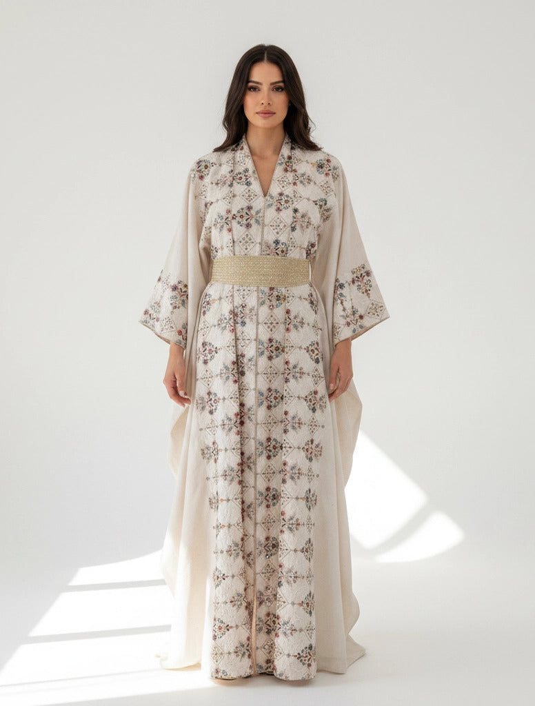 Mosaic Embroidered Pastel Bisht