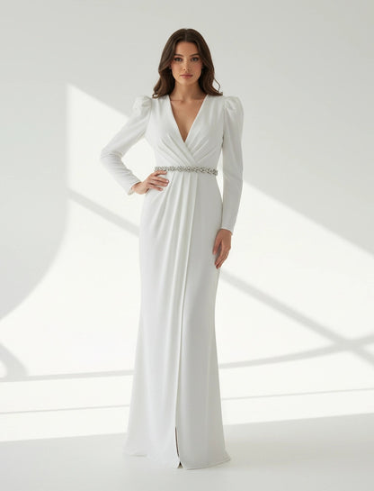 Jeweled Crystal-Bodice Crepe Gown.