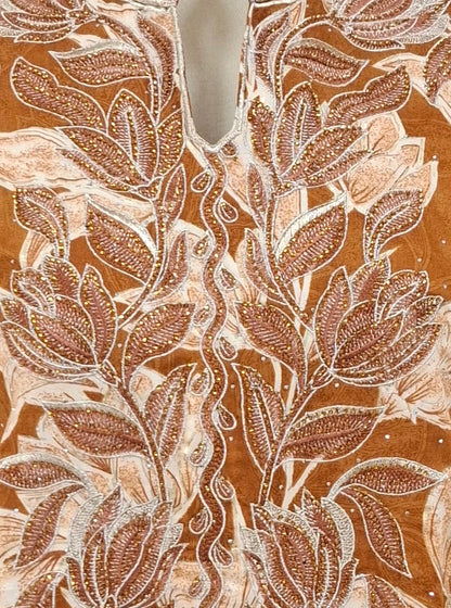 Ornate Leaf Velvet Abaya