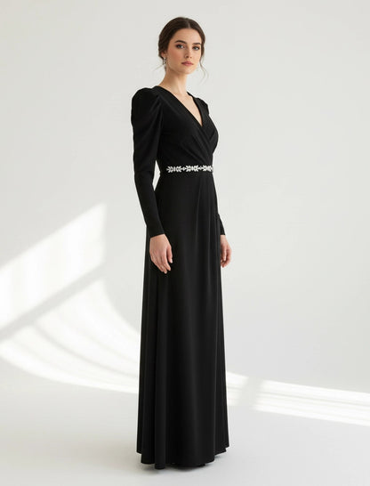 Jeweled Crystal-Bodice Crepe Gown.