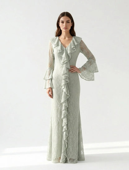 Corset Cutout Flare Sleeves Dantel Dress