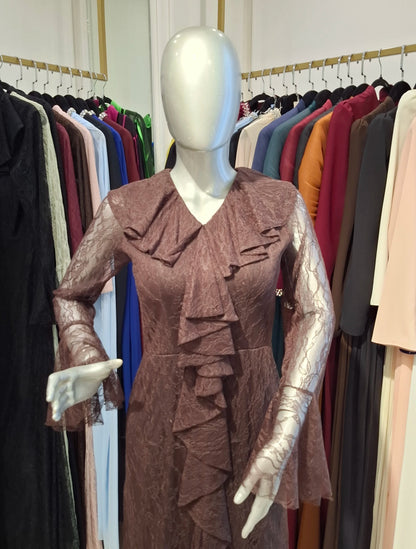 Corset Cutout Flare Sleeves Dantel Dress