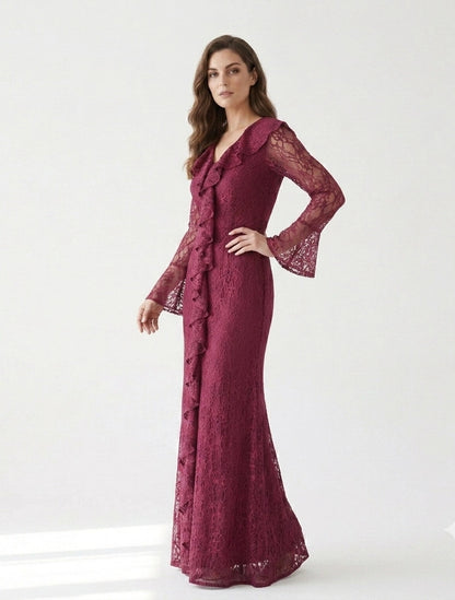 Corset Cutout Flare Sleeves Dantel Dress