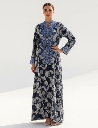 Ornate Leaf Velvet Abaya