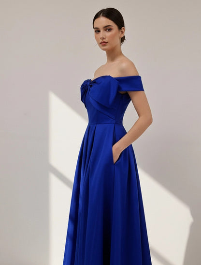 Off Shoulder Embellished A-Line Dress