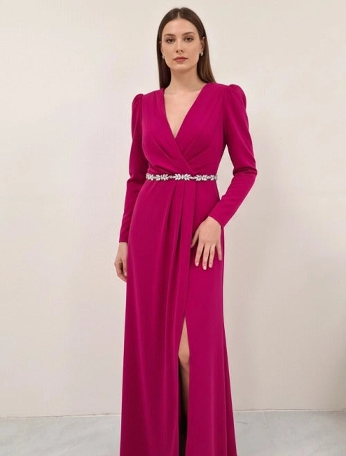 Jeweled Crystal-Bodice Crepe Gown.