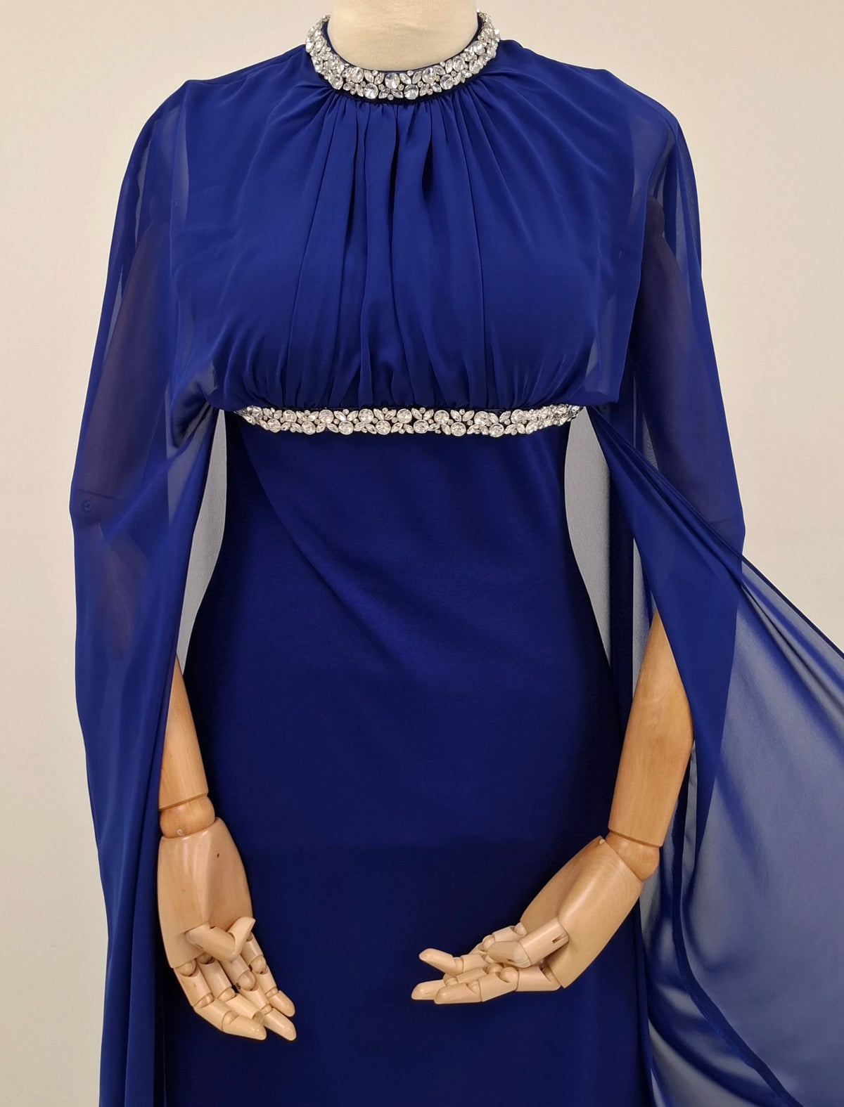 Embellished Neck Gathered Organza Dress