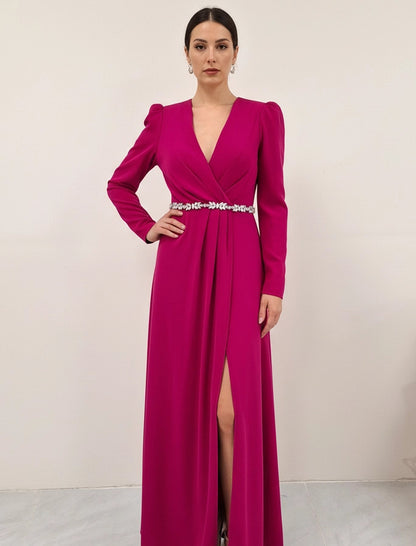 Jeweled Crystal-Bodice Crepe Gown.