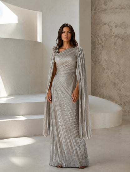 Pleated flowers Shoulder Organza Dress.