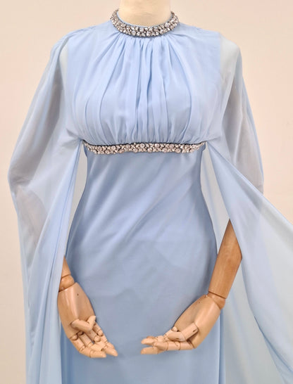 Embellished Neck Gathered Organza Dress
